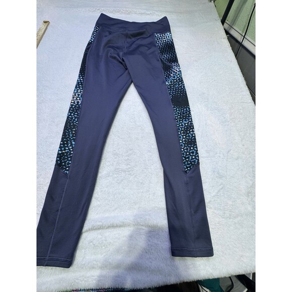 Under Armour Womens  Compression Full Length Leggings Pocket  Sz M Navy Blue Geo - Picture 8 of 9